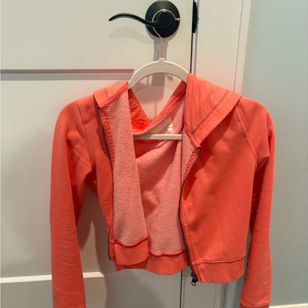 Coral Zip-Up Cropped American Eagle Hoodie